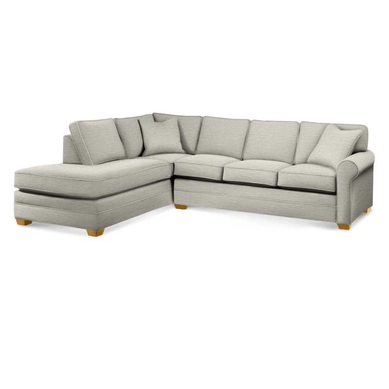 Bedford Upholstered Sectional, White Performance Fabric; 0851-94, Left Hand Facing, Honey Finish