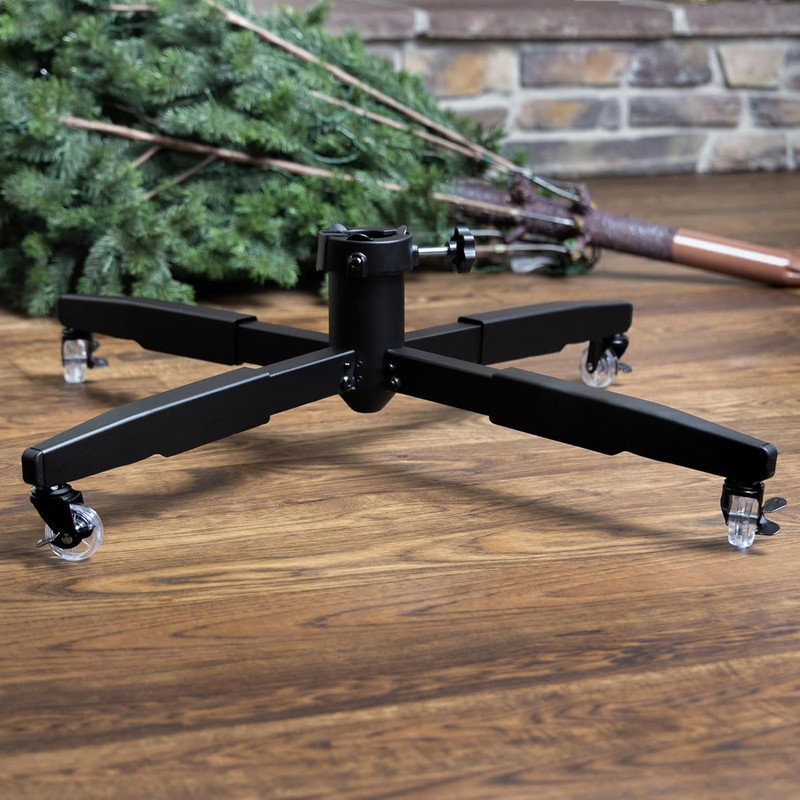 AMIZOY Universal Metal Rolling Christmas Tree Stand - Adjustable to Fit ...