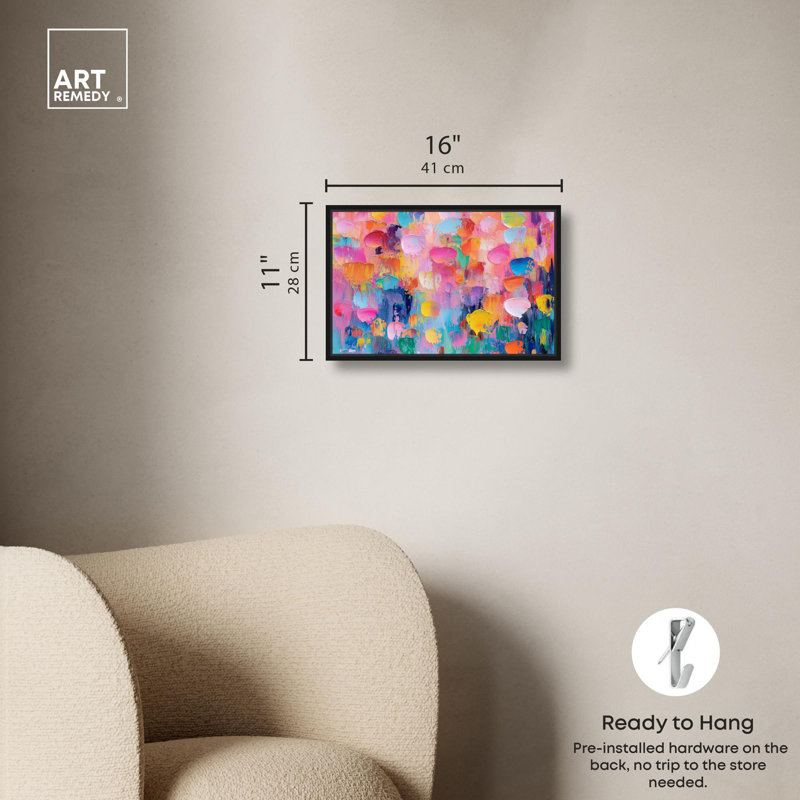 Art, art floral, fleurs abstraites, III, H 11 po x l 16 po, Cadre flottant noir
