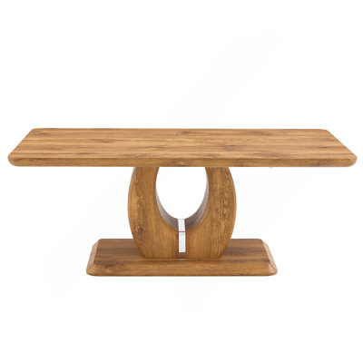 Modern Simple Luxury Rectangular Coffee Table In Wood Color. The Computer Desk. The Game Table. Suitable For Dining Room, Living Room, Terrace, Kitche