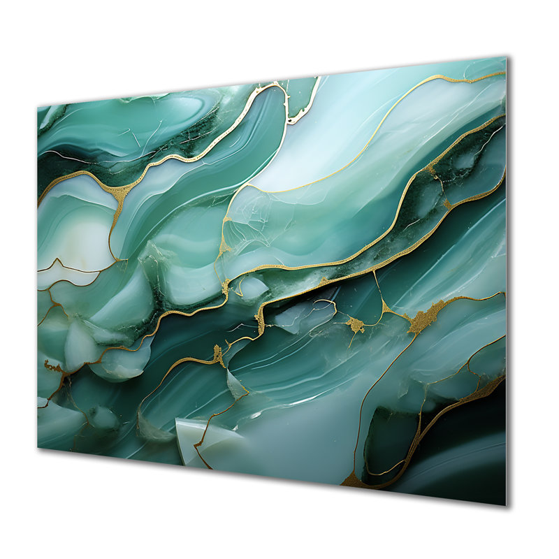 Vert et gris, encre liquide Mirage I - art mural abstrait à l'encre liquide en métal, H 12 po x l 20 po x P 1 po