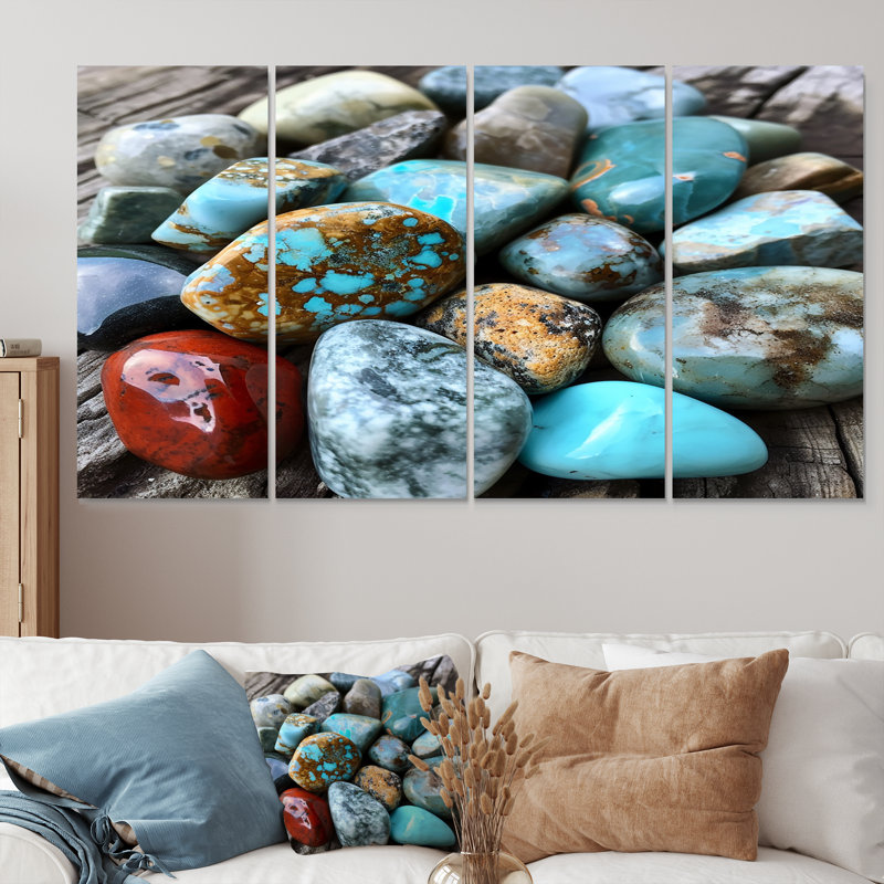 Ensemble de 4 roches turquoise et spirituelles, H 28 po x l 48 po