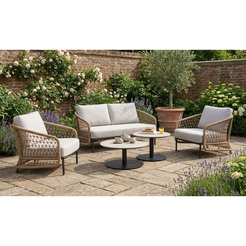 Peakdale Open Weave Sofa Set with Coffee Tables