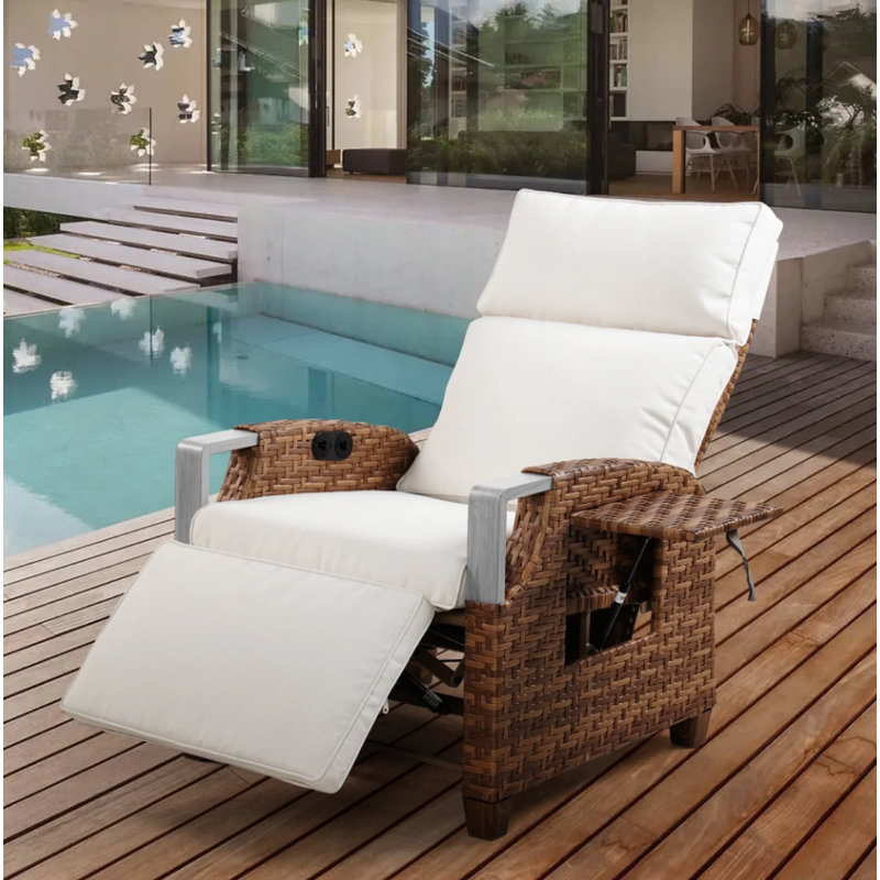Fauteuil de patio gonflable EVERITE, Coussin beige / cadre brun