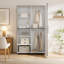 Garde-robe H 72,4 po, 2 portes, 6 pieds, 5 tablettes, garde-robe en noyer gris