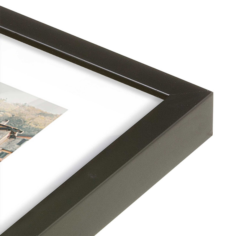 Village Reflections Print, 17" H x 13" W x 1.25" D, Satin Black Single Picture Framed