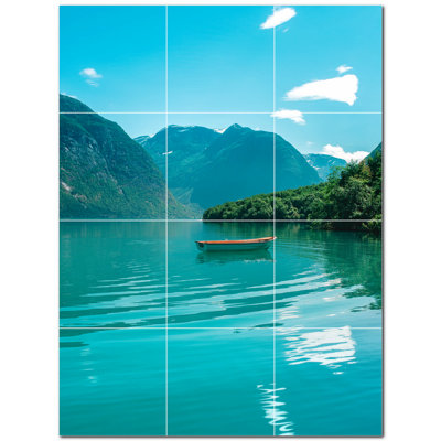 Boat Photo 4.25'' x 4.25'' Satin Ceramic Decorative Mural