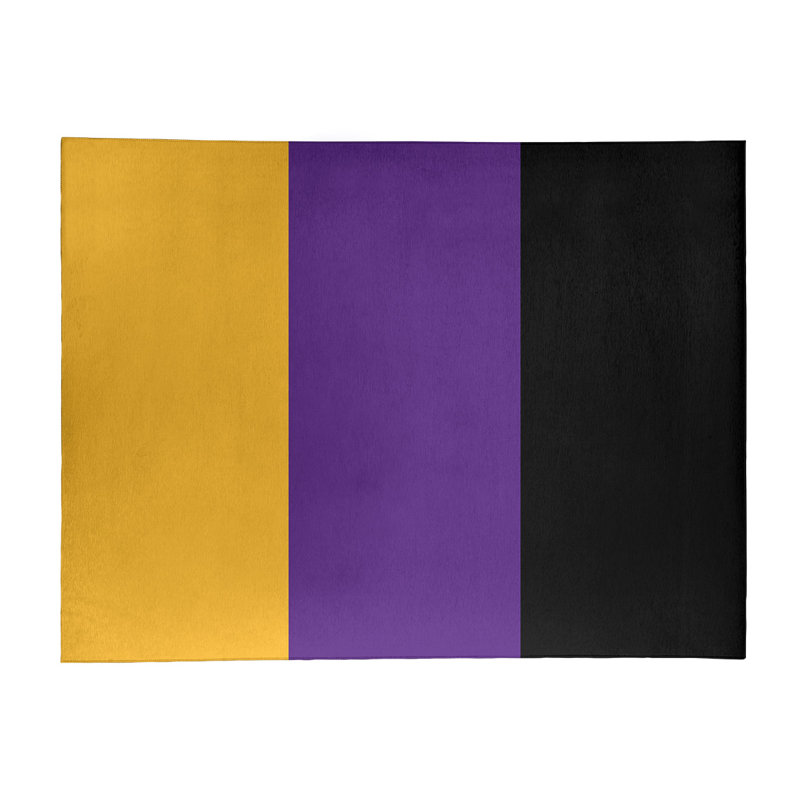 Tapis doré/mauve rayé/noir de zone noire, Rectangle 8 pi x 10 pi