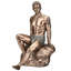 Figurine de 8,46 pouces de hauteur en bronze coulé à froid tatoué assis sur Rock Beach