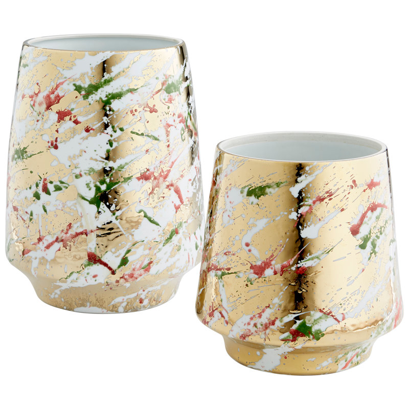 Ardent Ceramic / Porcelain Table Vase, 12.25" H x 10.25" W x 10.25" D