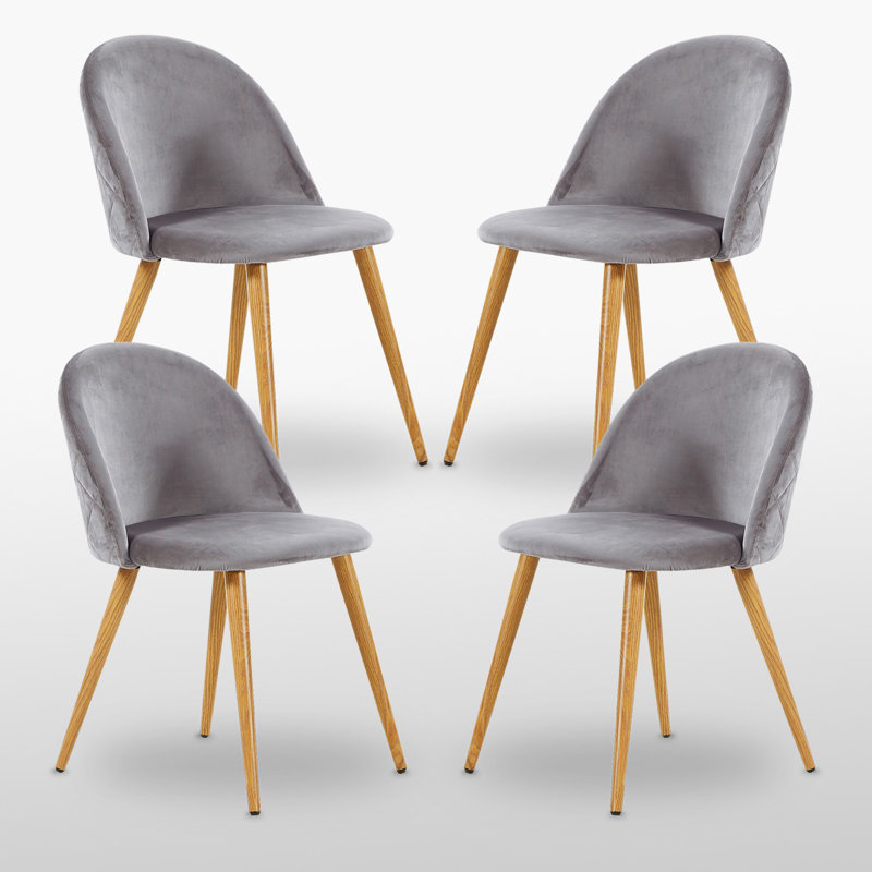 Heavener Modern Velvet Dining Chairs - Ergonomic Upholstered Curved Back with Solid Wooden Legs - Side Chair for Kitchen Living Room Dining Room