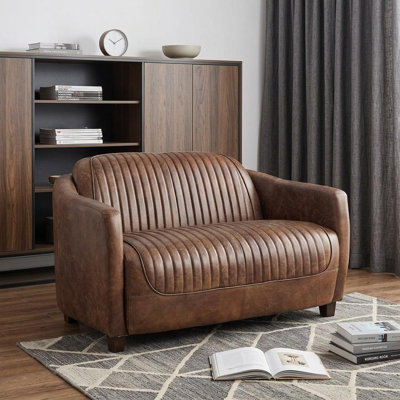  Causeuse en cuir brun 50 po