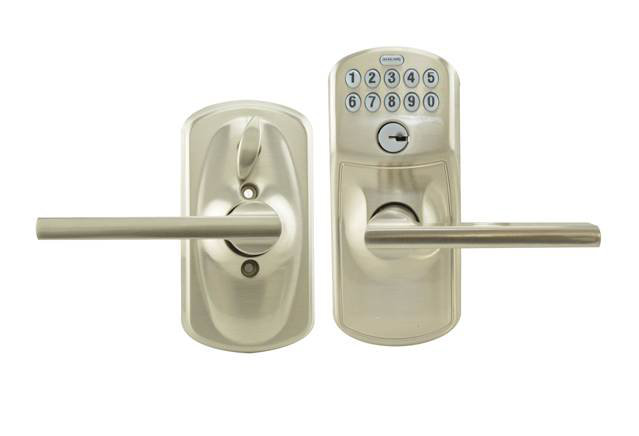 Latitude Keypad Lever with Plymouth Trim, Yes, Satin Nickel, Keyed Alike