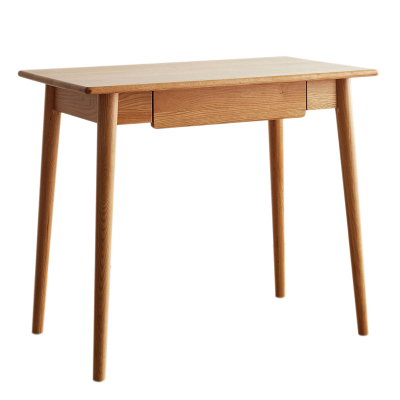 Solid Wood Office Desk - Oak Natural For Efficient Workplace Workstation With Layout