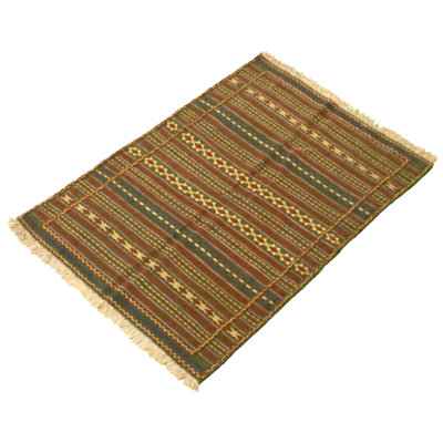 Tapis décoratif de noué à la main en laine de conception unique 3 pi 6 po x 4 pi 10 po Betanya New Age