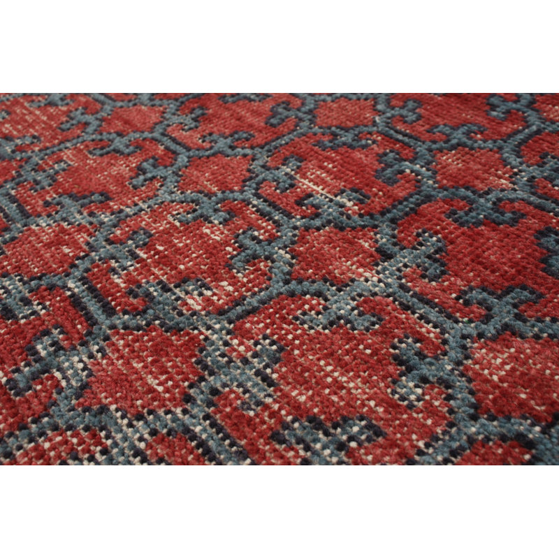 Distressed Homage Hand Knotted Wool Trellis Area Rug, Rectangle 8' x 10'