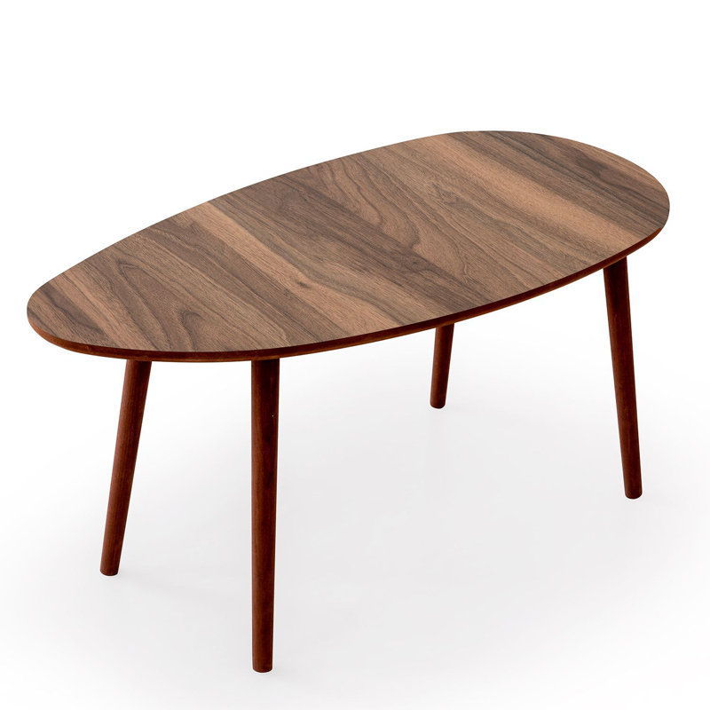 Adelah Modern Coffee Table with Wooden Legs, Walnut Color, 39.4 x 17.7 x 19.7 Inches | 100% MDF Construction, Thickness: 0.7 Inches | Stylish Solid Color Design Perfect for Living Room & Contemporary Spaces