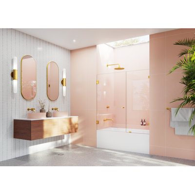 Illume 53.25 in. x 58.25 in. Fully Frameless Hinge Bathtub Door