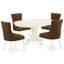 L'ensemble de mobilier de salle à manger 5 pièces comprend une table ovale en bois avec feuille papillon et 4 chaises Parsons en tissu brun, lin blanc-1278371081-1211830212-1211830215