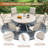 Outdoor Patio Dining Set - 53” Round Table with Umbrella Hole + 6 Swivel Chairs-412020338