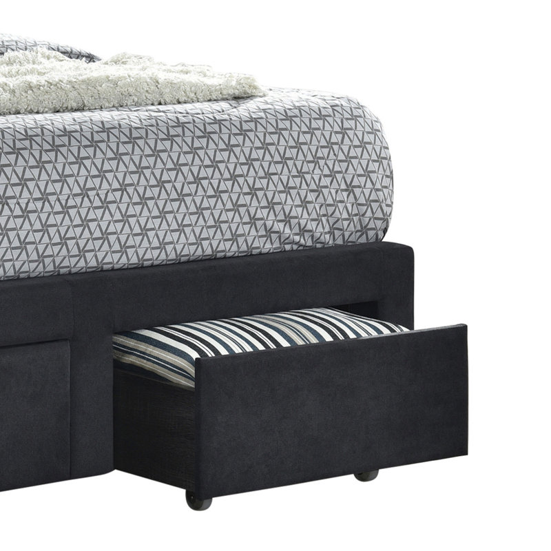Lit tapissier standard capitonné, Gris, Très grand lit Eastern