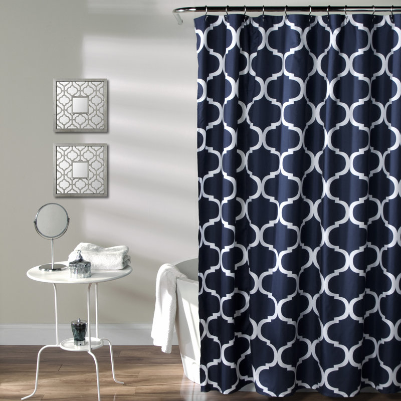 Geo Geometric Shower Curtain, Navy
