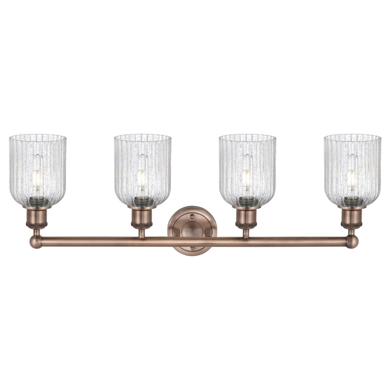 Éclairage pour meuble-lavabo à 4 lumières à intensité variable Fiennes Veil, Cuivre antique, Seedy