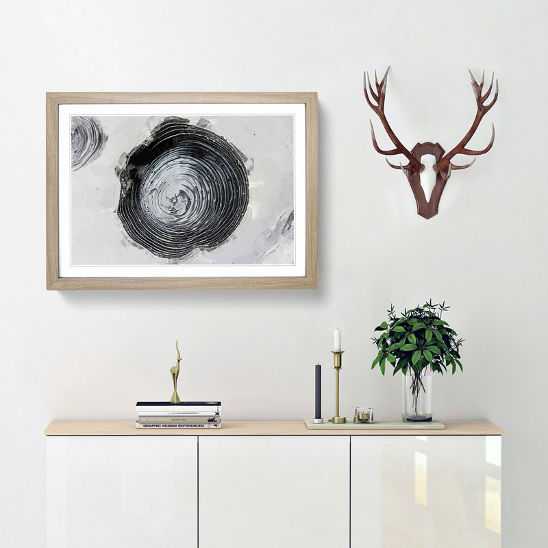 Circle over in Abstracto - Picture Frame Graphic Art Print, 27cm H x 36cm W x 2cm D, Oak Framed