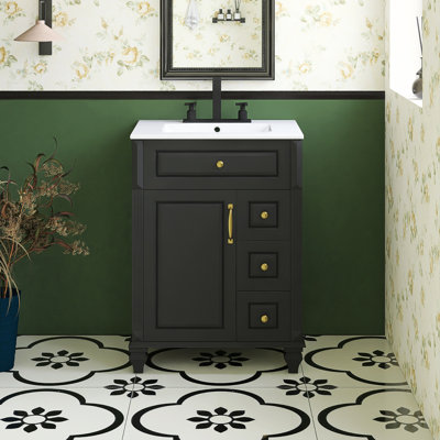 Ensemble de meuble-lavabo autoportant 24,4 po avec comptoir en céramique 24,4 po