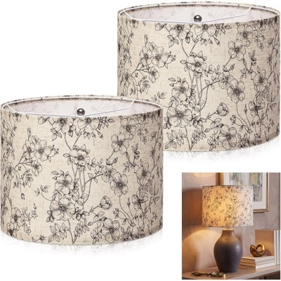Ensemble de 2 abat-jour de chevet de remplacement, abat-jour cylindrique, abat-jour 12,7 po x 12,7 po x 10 po pour lampe de table, lampe sur pied, luminaire suspendu, support pour abat-jour de lampe inclus