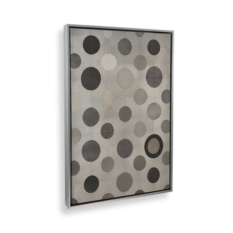 Grayscale Halftone III by Elena Ray Art Print, 48"H x 36" W, Floater Framed Print without Mat Canvas, Silver