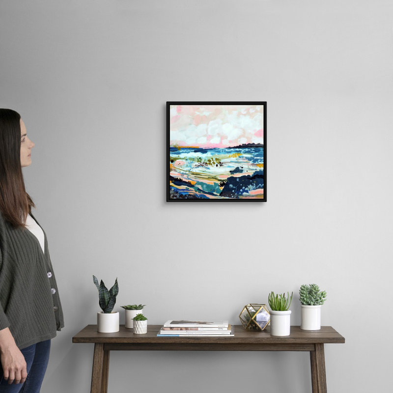 «Surfscape IV» par Karen Fields - reproduction d'art, Toile avec cadre noir, H 18 po x l 18 po x P 1,75 po