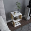 Table de chevet scandinave moderne, blanc et chêne, 11,6 po x 11,6 po x 19,4 po | 100% panneau de particules enduit de mélamine, épaisseur: 0,7 pouce | Conception élégante et fonctionnelle pour le rangement dans la chambre à coucher, assemblage facile-1090903565