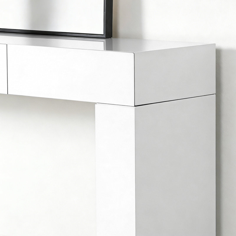 Console légère et luxueuse, H 33,5 po x l 59 po x P 15,7 po, Doré / Blanc