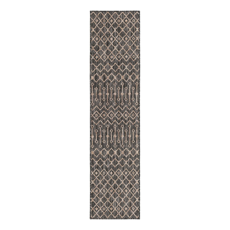 Tapis intérieur / extérieur gris anthracite Leyla, Tapis de couloir 2 pi x 8 pi