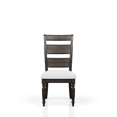 Upholstered Seat Ladderback Chair In Gorgeous Dark Brown Tone Solid Wood + Side With And Chocolate Color