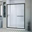 Porte de douche coulissante semi-encadrée transparente DreamLine Infinity-Z 81 cm (P) x 137 cm (L) x 190 cm (H) chromée avec bonde centrale et ensemble de receveur de douche blanc-25641514-25641518