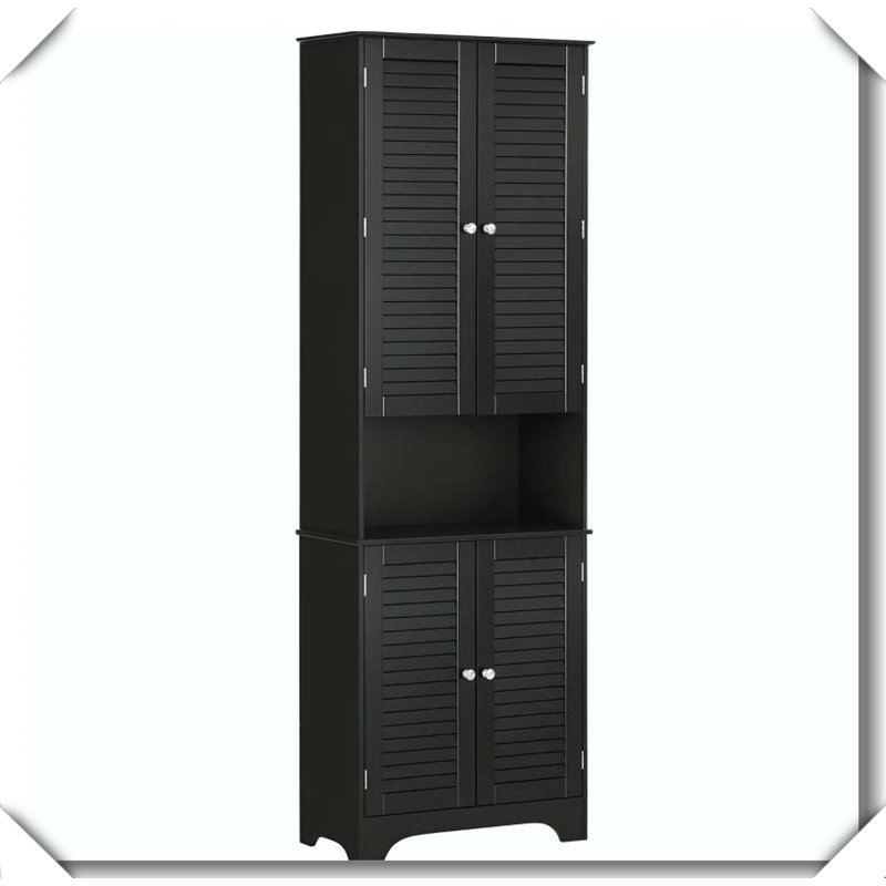 Armoire de rangement autoportante à tablettes réglables polyvalente, Noir