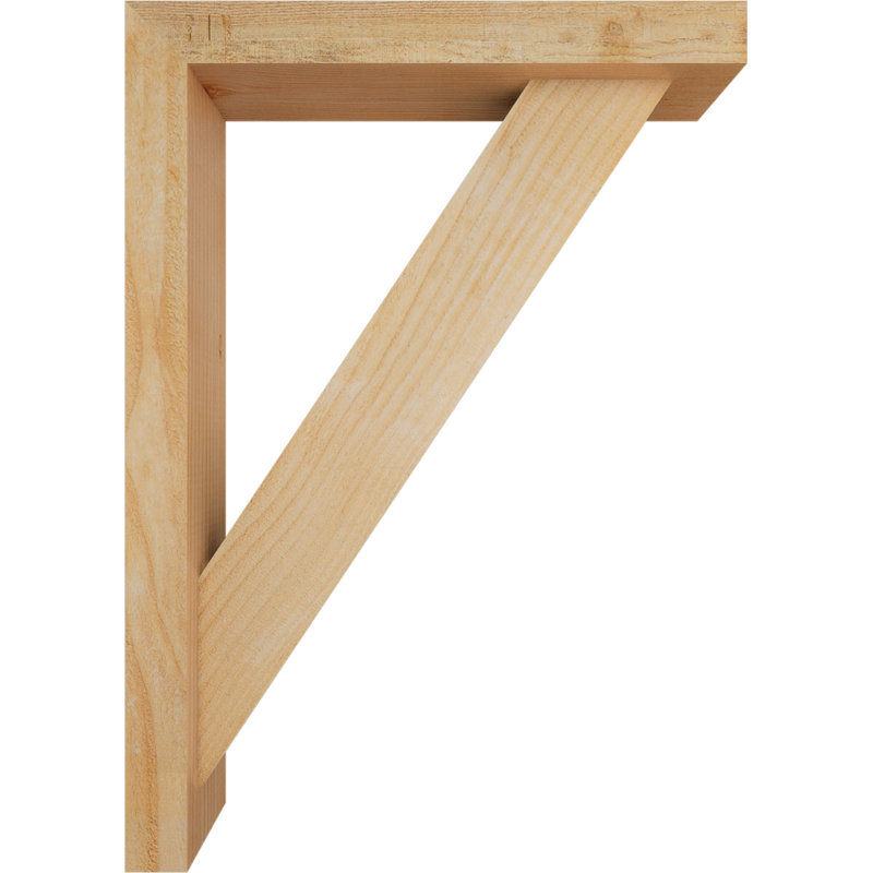 Traditional Block Bracket w/ Offset Brace, 28 x 20, 4"W Douglas Fir (Rough Sawn)