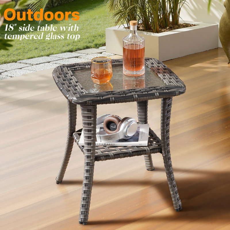 Allcot 2- Person Outdoor Seating Group With Side Table And Cushions, Denim