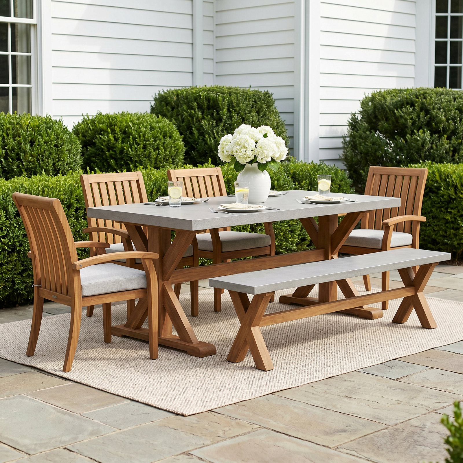 Fleur 74" Eucalyptus Patio Dining Set