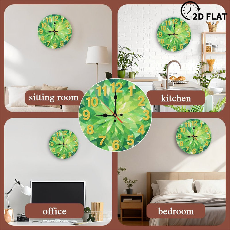 Horloge verte avec chiffres dorés