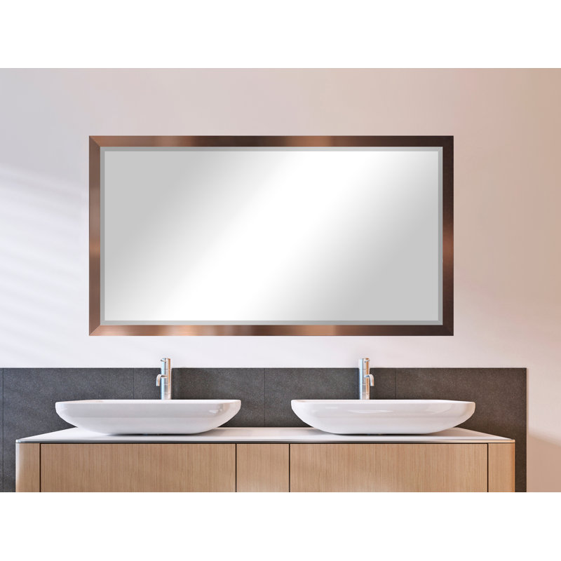 Skyley Solid Wood Rectangle Wall Mirror, Bronze