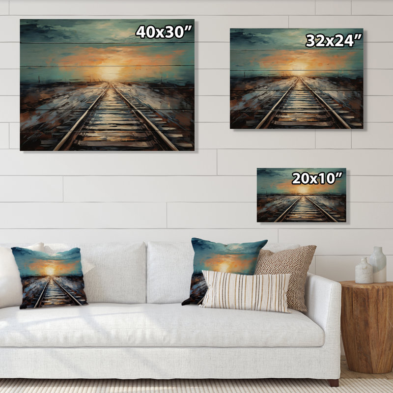 Peach Train Track Serene Railways, 24" H x 32" W x 0.78" D