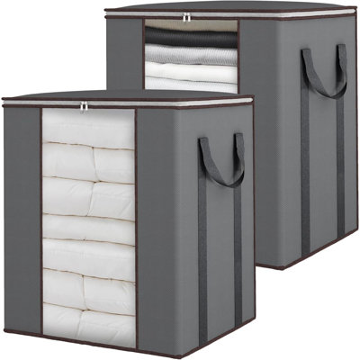 Extra Large Blanket Storage Bags 120L 2 Pack Comforter Storage Bags With Reinforced Handles Breathable Clothes Storage Containers For King Comforter Bedding Pillow Sheet