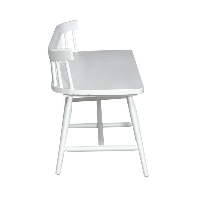 Shell White Rubberwood Spindle Back Bed Bench