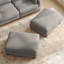 Maelina Upholstered Light Grey Square Corduroy Ottoman with Solid Wood Legs, Ottoman Modular Part For Sectional Sofa-143595284