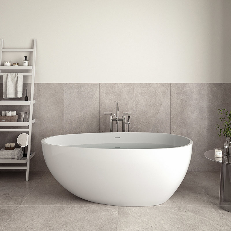 Baignoire autoportante en résine 59 po avec drain interne 59 po Streamline