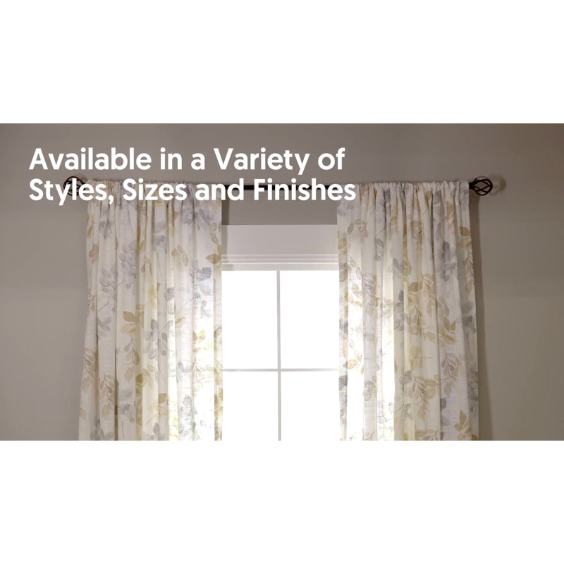 Matte Black Adjustable Curtain Rod with Faceted Acrylic Finials