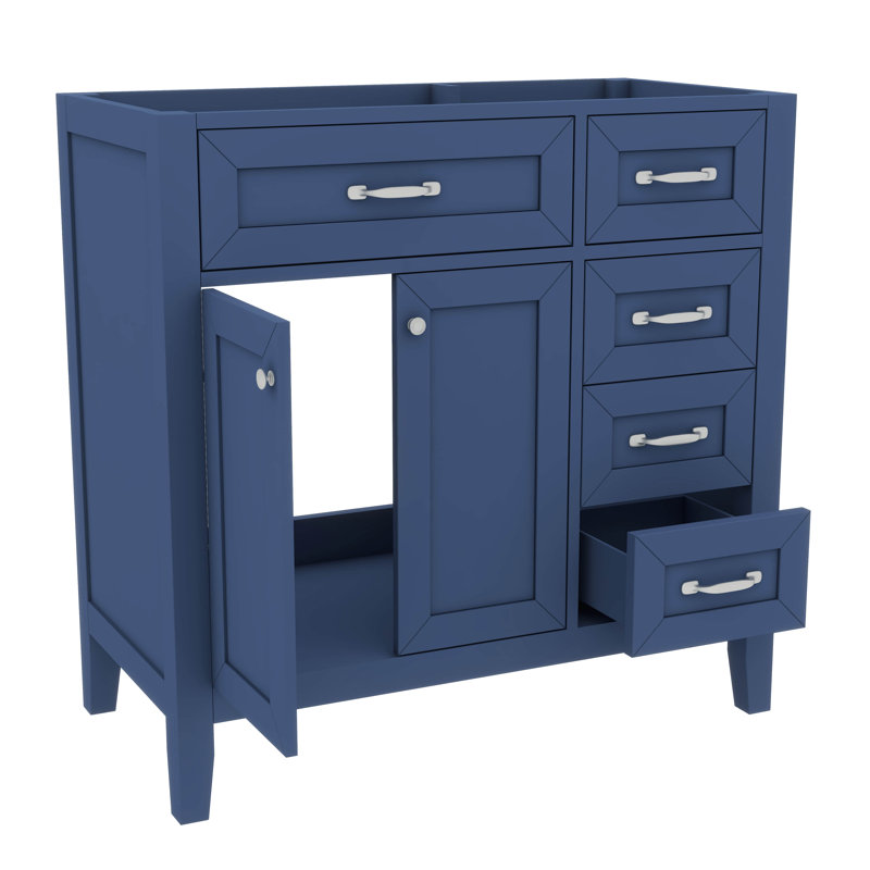 Meuble-lavabo simple 36 po avec tiroirs pratiques, Bleu